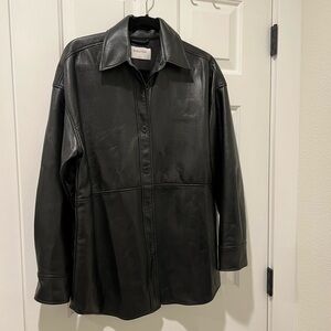 Aritzia Babaton faux leather oversized shirt jacket